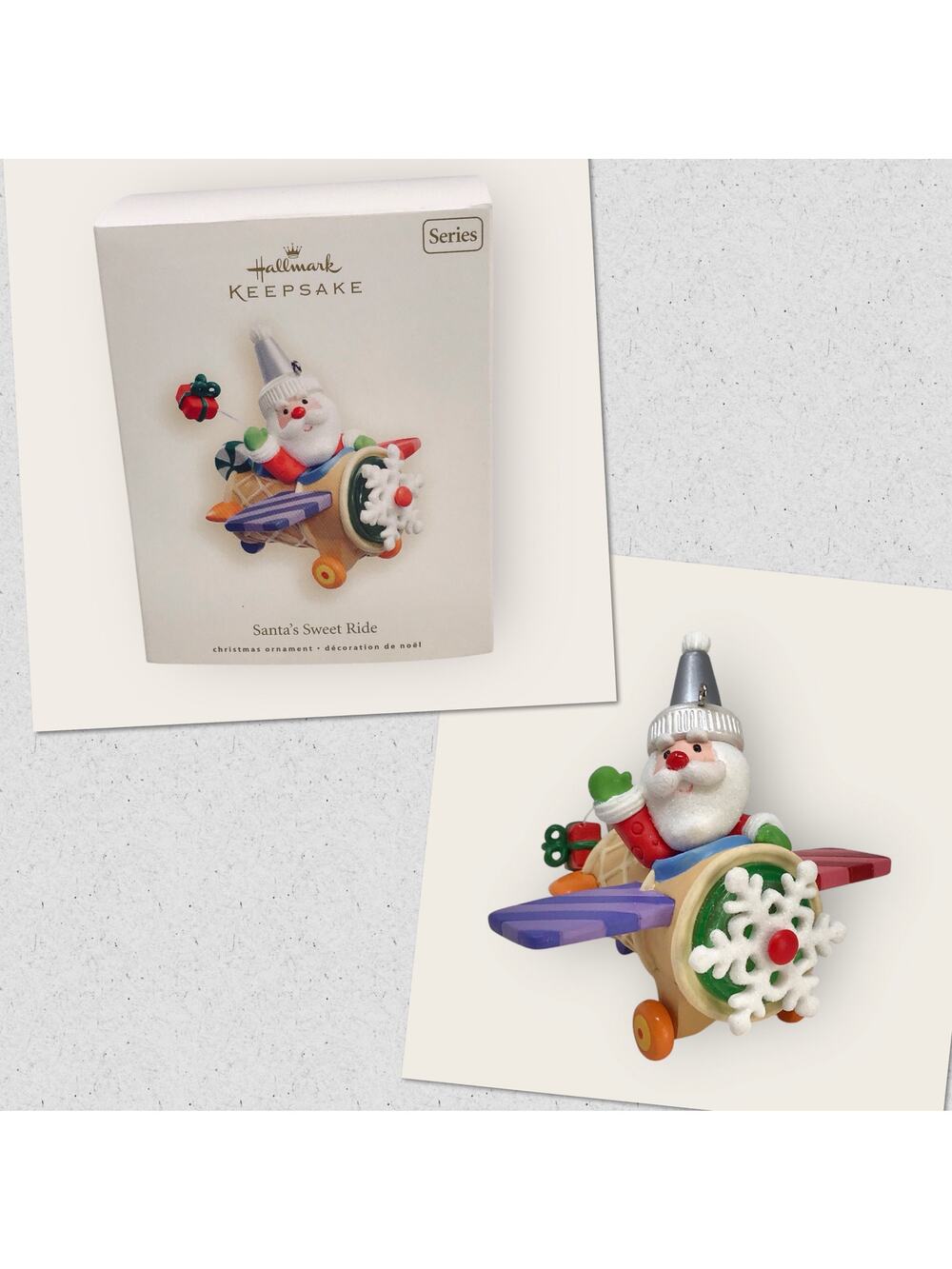 Hallmark Santa’s Sweet Ride Christmas Ornament Snowflake Airplane 2008
